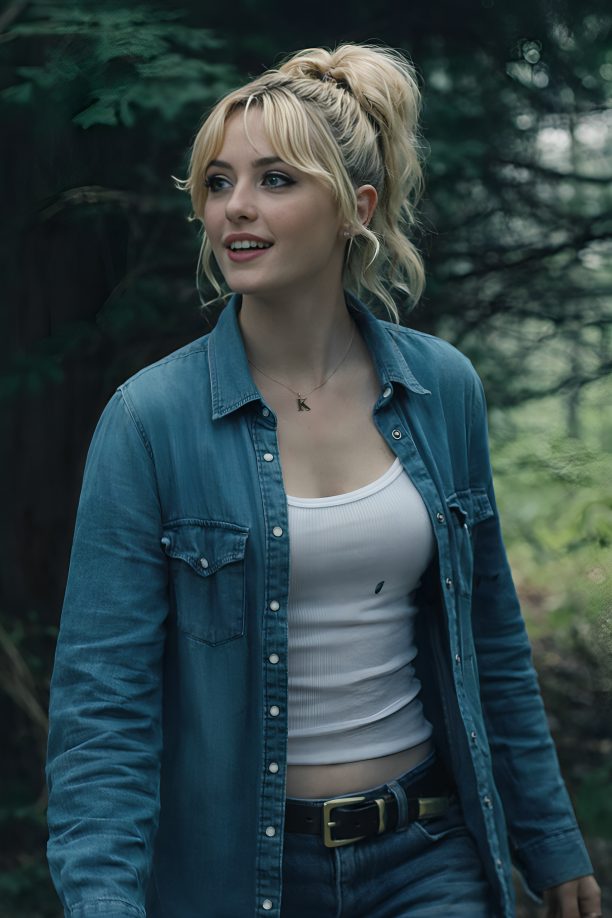 Kathryn Newton Ready or Not 2 Denim Shirt - Image 1